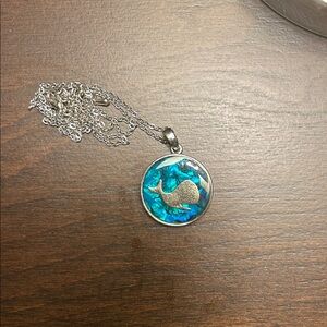 Blue and Silver Whale Pendant Necklace